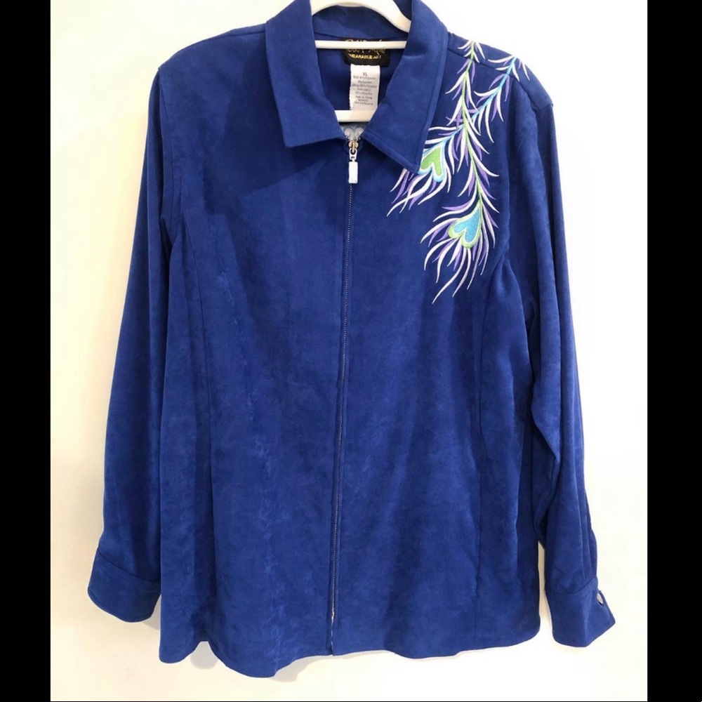 BOB MACKIE royal blue suede peacock jacket - Picture 2 of 5